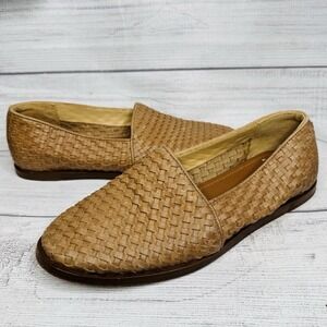 Nisolo Womens Mara Woven Slip On Loafer‎ Leather Flat Shoes Tobacco Brown 6.5